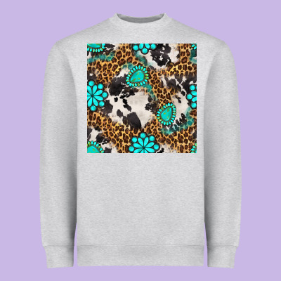 Western Turquoise Seamless Pattern Heavyweight Sweatshirt Designed By Bundleandbundleshop