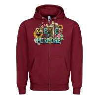 Burgundy created with a purpose Zipper Hoodie - NancyCooperArtShop