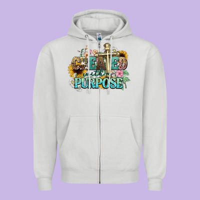 Created With A Purpose Zipper Hoodie Designed By Nancycooperartshop