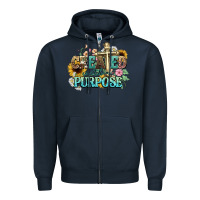 Navy created with a purpose Zipper Hoodie - NancyCooperArtShop