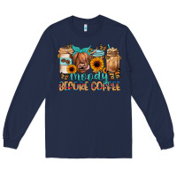 Navy moody before coffee Long Sleeve Tee - JahusDesignShop
