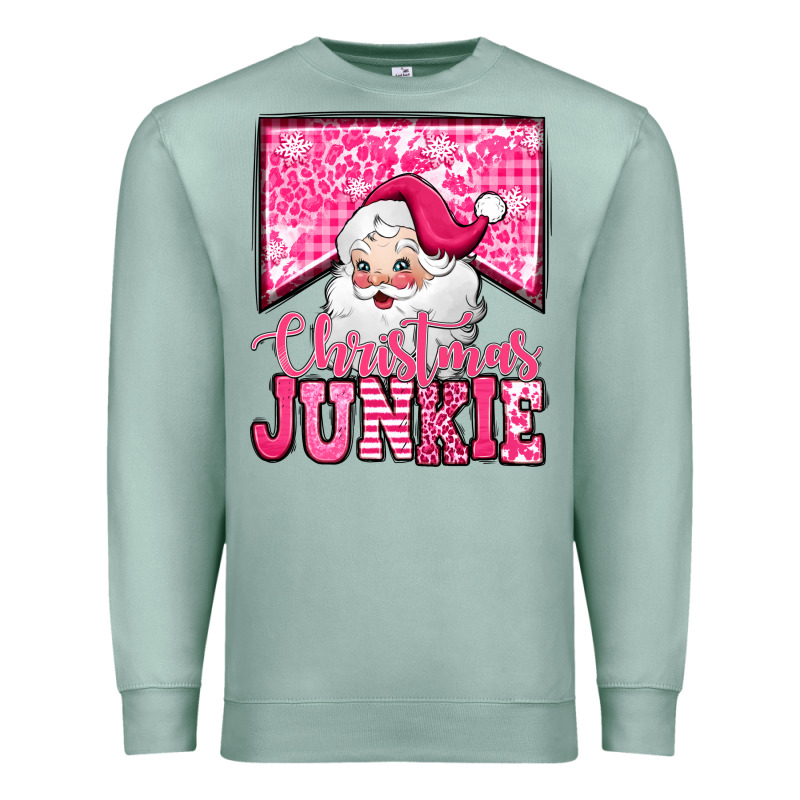 Pink Christmas Junkie Santa Claus Premium Sweatshirt by Jasminsmagicworld | Teevron