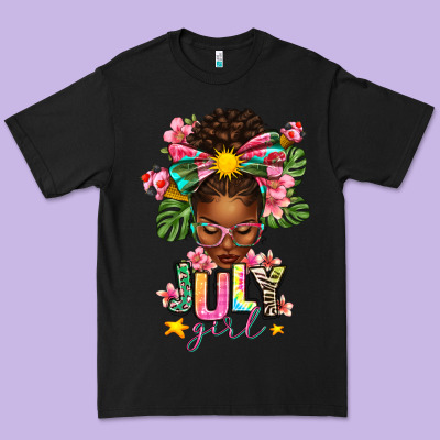 July Girl Afro Woman Summer Premium Tee Designed By Texasbilliewilder