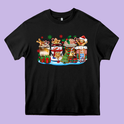 Christmas Cookie Coffee Cups Heavy Core Tee Designed By Zillion Design Studio