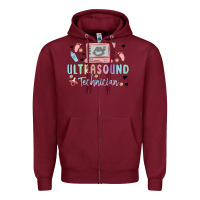 Burgundy ultrasound technician Zipper Hoodie - MaliasSmallBusiness