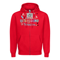 Red ultrasound technician Zipper Hoodie - MaliasSmallBusiness