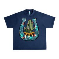 Navy cactus horseshoe Urban Heavy Tee - JahusDesignShop