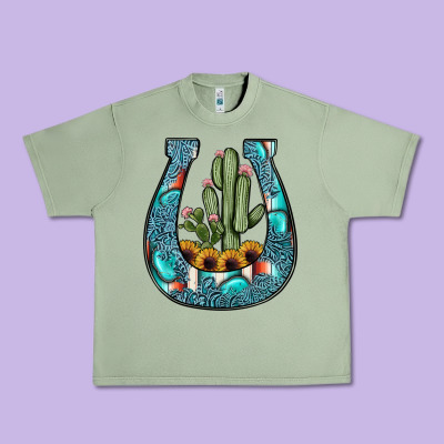 Cactus Horseshoe Urban Heavy Tee Designed By Jahusdesignshop