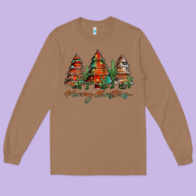 Western Christmas Trees Merry Christmas Long Sleeve Tee Designed By Jasminsmagicworld