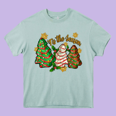 Tis The Season Christmas Cake Heavy Core Tee Designed By Zillion Design Studio