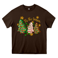 Chocolate Brown tis the season christmas cake Heavy Core Tee - Zillion Design Studio