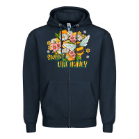 Navy like honey Zipper Hoodie - MaliasSmallBusiness