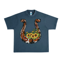 Midnight Navy horseshoe sunflower Urban Heavy Tee - JahusDesignShop