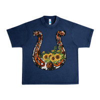 Navy horseshoe sunflower Urban Heavy Tee - JahusDesignShop