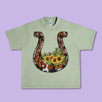 Horseshoe Sunflower Urban Heavy Tee Designed By Jahusdesignshop