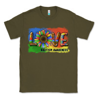 Army Green sunflower love autism awareness Classic Tee - BarkalooDesign