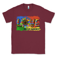 Burgundy sunflower love autism awareness Classic Tee - BarkalooDesign