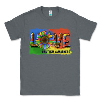 Charcoal Heather sunflower love autism awareness Classic Tee - BarkalooDesign