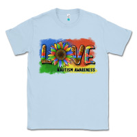 Dusty Blue sunflower love autism awareness Classic Tee - BarkalooDesign