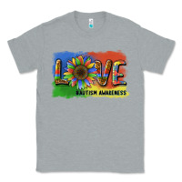 Heather Grey sunflower love autism awareness Classic Tee - BarkalooDesign