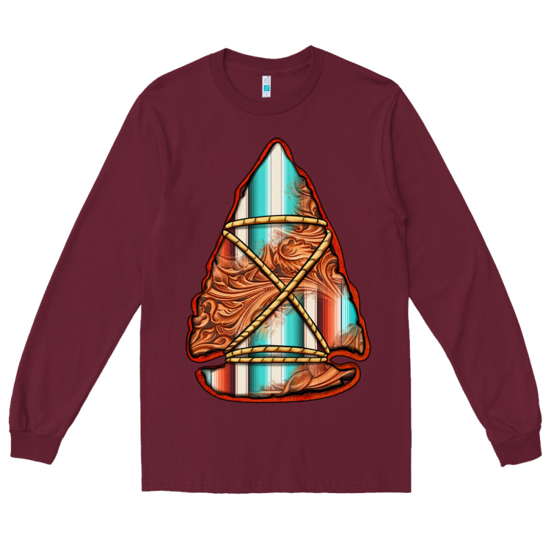 Turquoise Serape Tooled Leather Arrowhead Long Sleeve Tee by Jasminsmagicworld | Teevron