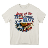 Cream home of the free because of the brave sunflower bi Heavy Core Tee - texasbilliewilder