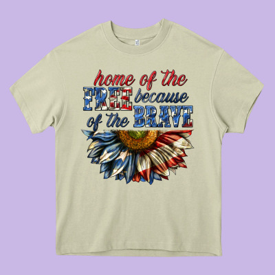 Home Of The Free Because Of The Brave Sunflower Bi Heavy Core Tee Designed By Texasbilliewilder
