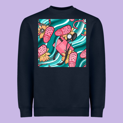 Nurse Slippers Seamless Pattern Heavyweight Sweatshirt Designed By Bundleandbundleshop