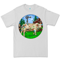 Dove Grey christmas charolais bull and barnyard Premium Tee - RanaPortraitStore