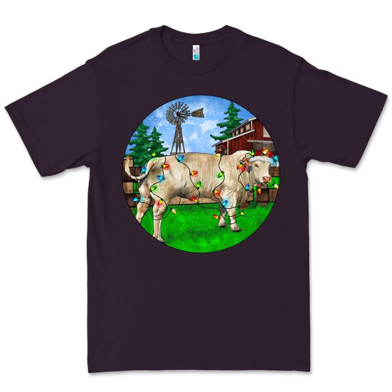 Christmas Charolais Bull And Barnyard Premium Tee by RanaPortraitStore | Teevron
