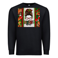 Black Christmas merry mama messy bun Premium Sweatshirt - Jasminsmagicworld