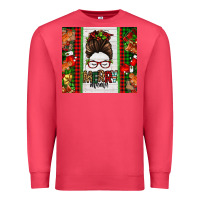 Cardinal Christmas merry mama messy bun Premium Sweatshirt - Jasminsmagicworld