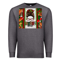 Charcoal Heather Christmas merry mama messy bun Premium Sweatshirt - Jasminsmagicworld