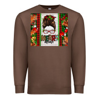 Chestnut Christmas merry mama messy bun Premium Sweatshirt - Jasminsmagicworld