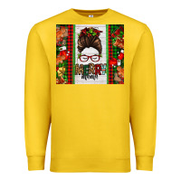 Lemon Christmas merry mama messy bun Premium Sweatshirt - Jasminsmagicworld