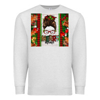 Oatmeal Heather Christmas merry mama messy bun Premium Sweatshirt - Jasminsmagicworld