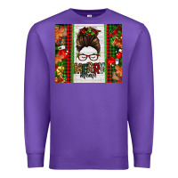 Purple Christmas merry mama messy bun Premium Sweatshirt - Jasminsmagicworld