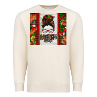 Sandshell Christmas merry mama messy bun Premium Sweatshirt - Jasminsmagicworld
