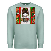 Christmas Merry Mama Messy Bun Premium Sweatshirt | Teevron