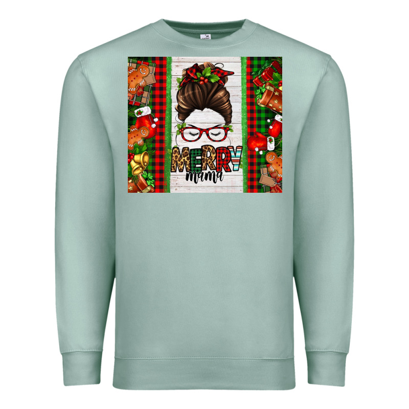 Christmas Merry Mama Messy Bun Premium Sweatshirt by Jasminsmagicworld | Teevron