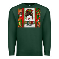 Sports Green Christmas merry mama messy bun Premium Sweatshirt - Jasminsmagicworld
