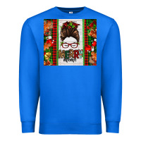 True Royal Christmas merry mama messy bun Premium Sweatshirt - Jasminsmagicworld