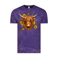 Cloud Purple sunflowers long haired cow Vintage Tee - Jasminsmagicworld