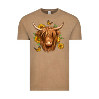 Vintage Coffee sunflowers long haired cow Vintage Tee - Jasminsmagicworld