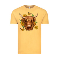 Vintage Mustard sunflowers long haired cow Vintage Tee - Jasminsmagicworld