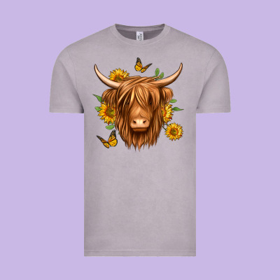 Sunflowers Long Haired Cow Vintage Tee Designed By Jasminsmagicworld
