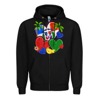 Black dominican repuclic hearts Zipper Hoodie - NancyCooperArtShop