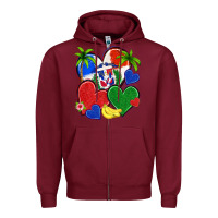 Burgundy dominican repuclic hearts Zipper Hoodie - NancyCooperArtShop