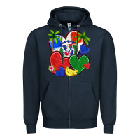 Navy dominican repuclic hearts Zipper Hoodie - NancyCooperArtShop
