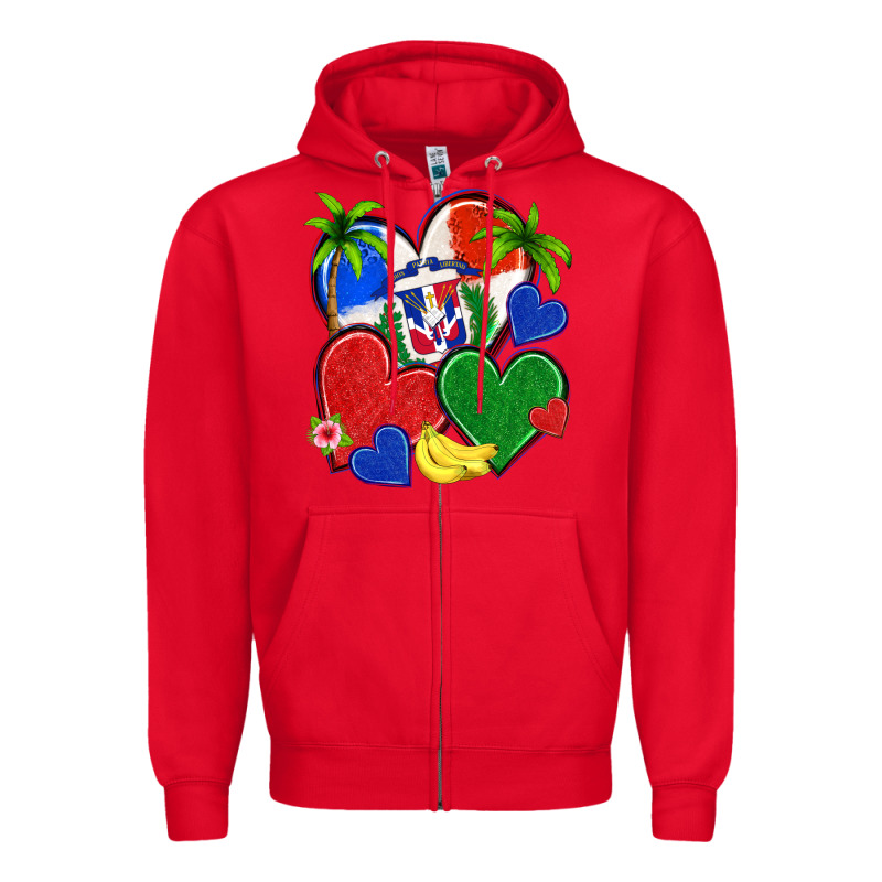 Dominican Repuclic Hearts Zipper Hoodie by NancyCooperArtShop | Teevron